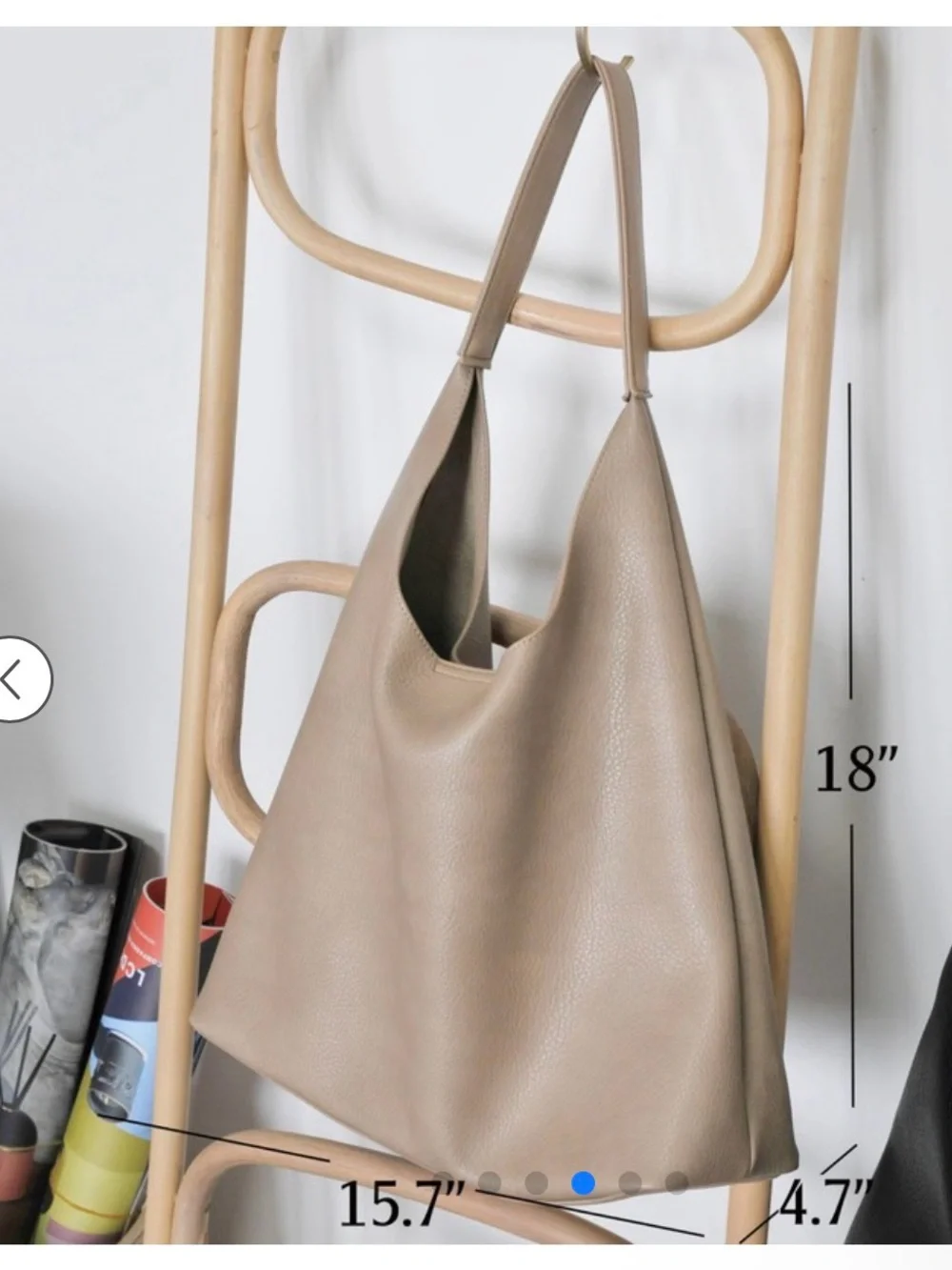 HOXIS Nude Vegan Leather Hobo Shoulder Bag